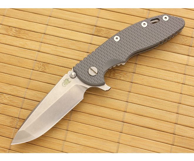 Hinderer Knives XM-18 3.5" Stonewash Spanto Flipper Gray G10 - HK-XM18-35-052