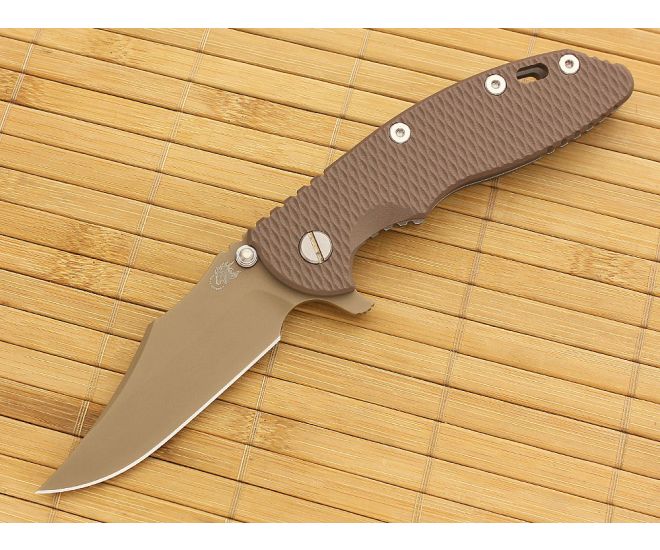 Hinderer Knives XM-18 3.5" FDE DLC Bowie Flipper FDE Working Finish Frame - HK-XM18-35-058