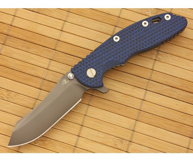 Hinderer Knives XM-18 3.5" Anthracite DLC Skinner Flipper Blue/Black G10 - HK-XM18-35-062