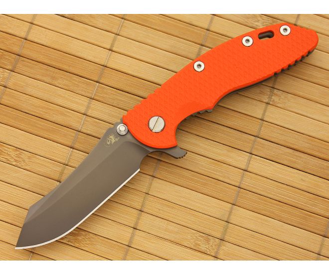 Hinderer Knives XM-18 3.5" Anthracite DLC Skinner Flipper Orange G10 - HK-XM18-35-063