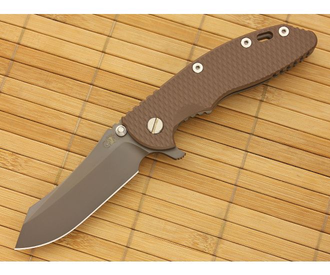 Hinderer Knives XM-18 3.5" Anthracite DLC Skinner Flipper Dark Earth G10 - HK-XM18-35-065