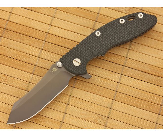 Hinderer Knives XM-18 3.5" Anthracite DLC Skinner Flipper Black/Green G10 - HK-XM18-35-068