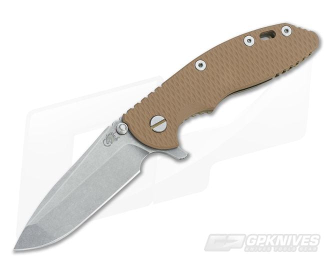 Hinderer Knives XM-18 3.5" Coyote Spanto Flipper Battle Bronze Frame - HK-XM18-35-075