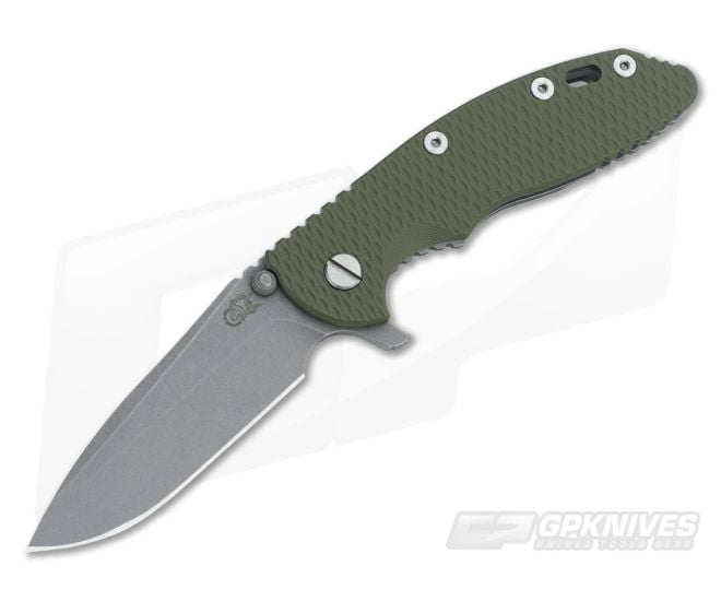 Hinderer Knives XM-18 3.5" OD Green Spanto Flipper Working Finish - HK-XM18-35-076