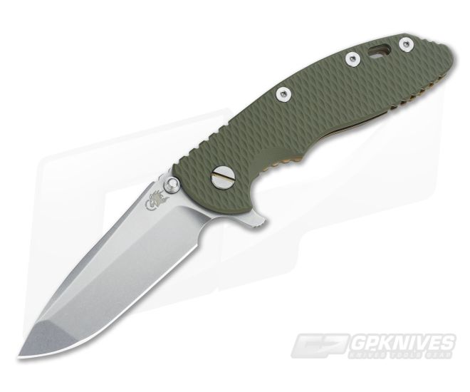 Hinderer Knives XM-18 3.5" OD Green Spanto Flipper Battle Bronze Frame - HK-XM18-35-078