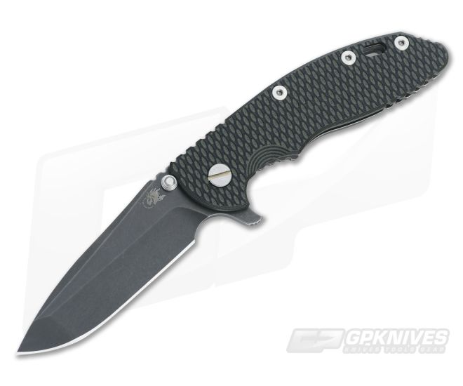 Hinderer Knives XM-18 3.5" Green-Black Spanto Flipper Black DLC Frame - HK-XM18-35-080