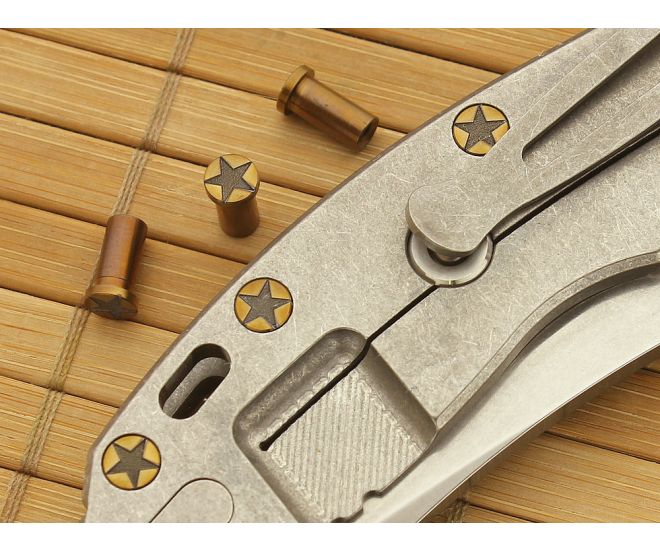 Hinderer Knives XM-18 3.5" Titanium Handle Nut Set of 3 Bronze Star - HK-XM18-35-NUTS-BRZ-STR