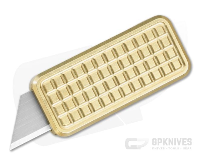 Rivery Zero V2 Grenade Pattern Brass Manual OTF Utility Knife (2.68" Closed) - RIV-ZV2-BRASS-GRENADE