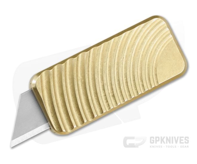 Rivery Zero V2 Original Pattern Brass Manual OTF Utility Knife (2.68" Closed) - RIV-ZV2-BRASS-OG2