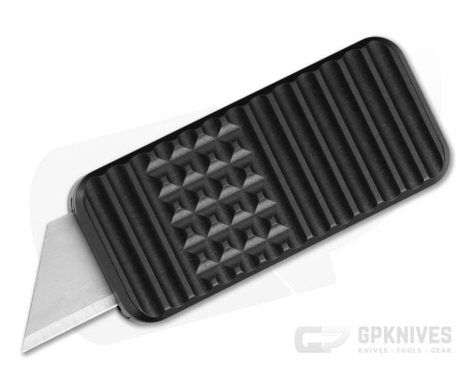 Rivery Zero V2 Gemstone Pattern Black Aluminum Manual OTF Utility Knife (2.68" Closed) - RIV-ZV2-OTF-GEM-6061-BLK