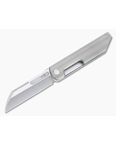 D Rocket Design Revenge Front Flipper Satin M390 Blasted Titanium Liner Lock Folder 0023