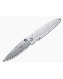 Mcusta Shinra Tsuchi San Mai Damascus Liner Lock Folding Knife 0034D