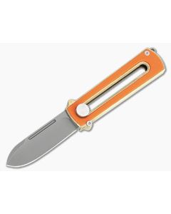 D Rocket Design Al Br BarloX Black PVD M390 Orange G10 Al Bronze Manual OTF Knife