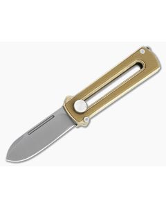 D Rocket Design Al Br BarloX Black PVD M390 Brown G10 Al Bronze Manual OTF Knife