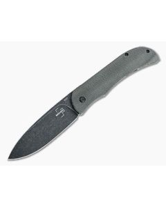 Boker Plus Exskelibur I Black Stonewashed D2 Green Micarta Frame Lock Front Flipper 01BO359