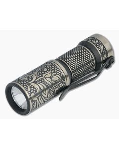 CWF Arcadian Hitex Paisley Engraved Satin TRD Titanium Flashlight (4500K)