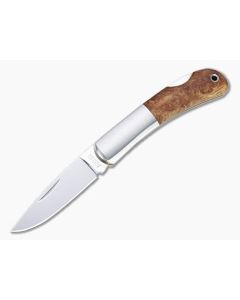 Moki Meek Polished AUS-8 Bolstered Quince Wood Lock Back Folder 102J
