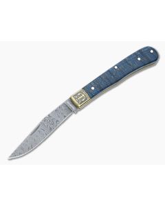 Boker Solingen Trapper Uno 2021 Annual Damascus Blue Curly Maple Slip Joint Collector's Knife 1132021DAM