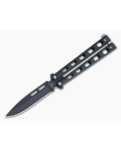 Bear and Son Cutlery 4.25" Black Drop Point Butterfly Knife 115B