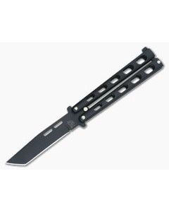 Bear and Son Cutlery 4.25" Black Tanto Point Butterfly Knife 115TANB