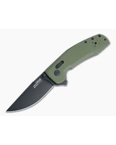 SOG TAC XR Black Plain D2 OD Green G10 XR Lock Flipper 12-38-02-57