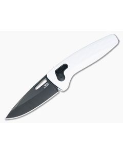 SOG One-Zero XR Lock Folder White Aluminum Handle Black TiNi S35VN Drop Point 12-73-05-57