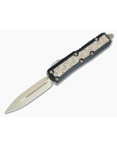 Microtech Daytona OTF Black Aluminum Bronze Brute Bubble Inlay Bronze M390 Double Edge 126-13BIS 