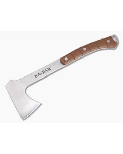Kabar Hatchet Hawk Satin Stainless Steel Brown TPR Full Tang Tomahawk 1333