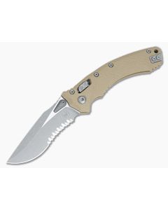Microtech Amphibian RAM-LOK Tan G10 Apocalyptic Part Serrated 137RL-11APFLGTTA
