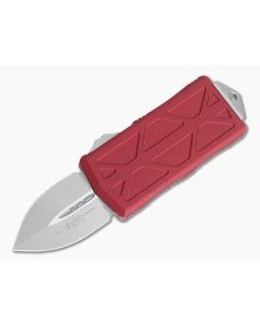Microtech Exocet Red Handle Stonewashed M390 Plain Double Edge CA Legal OTF Auto 157-10RD