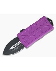 Microtech Exocet Violet Handle Black Plain Double Edge CA Legal OTF Auto 157-1VI