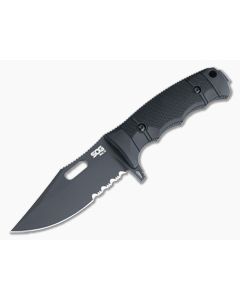 SOG Seal FX Clip Point Part Serrated Black S35VN Black GRN Tactical Fixed Blade Knife 17-21-01-57