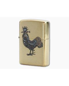 Zippo Windproof Lighter Brushed Brass 78099 Steampunk Rooster