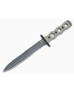 Benchmade SOCP Tactical Fixed Blade Tan G10 Cobalt Black Cerakote CPM-3V Serrated Dagger Blade 185SBK-1
