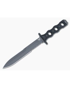 Benchmade SOCP Tactical Fixed Blade Black G10 Cobalt Black Cerakote CPM-3V Serrated Dagger Blade 185SBK