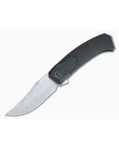WE Knives X Brzeski Shuddan Flipper Damasteel Black Titanium Folder WE21015-DS1