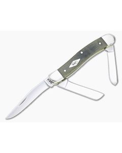 Case Medium Stockman Smooth Green and Black Micarta Slip Joint 23471