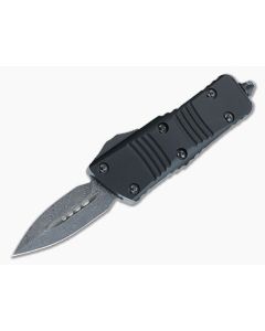 Microtech Mini Troodon OTF Black Aluminum Handle Signature Series Damascus Double Edge 238-16S