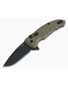 Hogue X1 MicroFlip Black Cerakote Drop Point FDE Aluminum Button Lock Flipper 24177