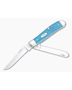 Case Mini Trapper Caribbean Blue Bone Saw Cut Jig Slip Joint 25593