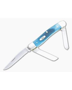 Case Medium Stockman Caribbean Blue Sawcut Jig Bone Slip Joint Knife 25597