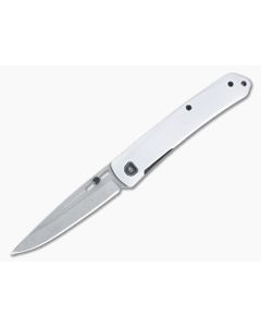 Gerber Affinity Stonewashed Drop Point Silver Aluminum Steel Frame Lock Folder 30-001867