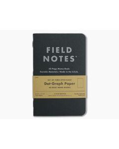 Field Notes Pitch Black Dot-Graph Paper Memo Notebook 3 Pack FN-33