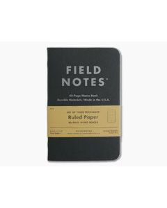 Field Notes Pitch Black Ruled Paper Memo Notebook 3 Pack FN-34