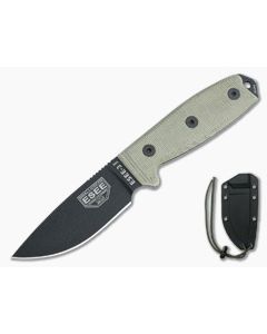 ESEE 3MIL Black Plain Blade Canvas Micarta Black Sheath with MOLLE Back