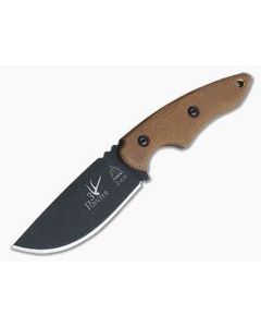 TOPS Knives 3 Pointer Black 1095 Tan Canvas Micarta EDC Hunter Neck Knife 3PR-02