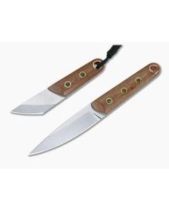 Sergey Rogovets Custom Natural Micarta Kwaiken and Kiridashi Fixed Blade Knife Set 4252