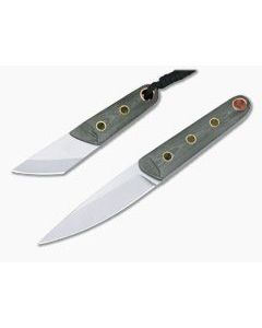 Sergey Rogovets Custom Green Micarta Kwaiken and Kiridashi Fixed Blade Knife Set 4253