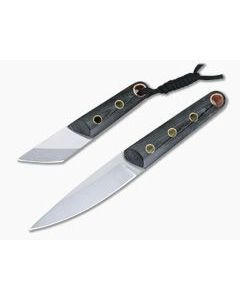 Sergey Rogovets Custom Black Micarta Kwaiken and Kiridashi Fixed Blade Knife Set 4254