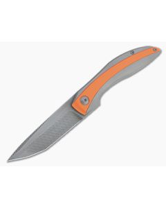 Simeon Custom Knives IcePick Rhino Flipper Milled Smoke CPM 154 Orange G10 Titanium Folder 4759
